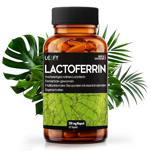 Lactoferrin 250 mg/Kapsel - 62 kapseln | Garantiert >98% Lactoferrin Gehalt | Markenrohstoff Swissferrin |100% aus Schweizer Kuhmilch gewonnen | Für Eisenstoffwechsel Haut & Immunsystem