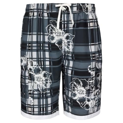 Bugatti® - Moderne Herren Badeshort, grau Gemustert, Größe XXXL