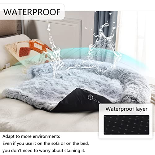 Dekeyoo Waterproof Dog Beds For Couch With Soft Neck Bolster, Universal Pet Furniture Cover, Sofa Bed Cover, Plush Dog Bed And More For Dogs And Cats, Machine Washable Khaki Medium #TOP1