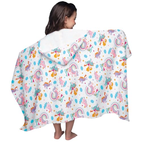 Toalha Capuz Banho Infantil Criança Algodão Felpuda Menina Estampa Unicórnio