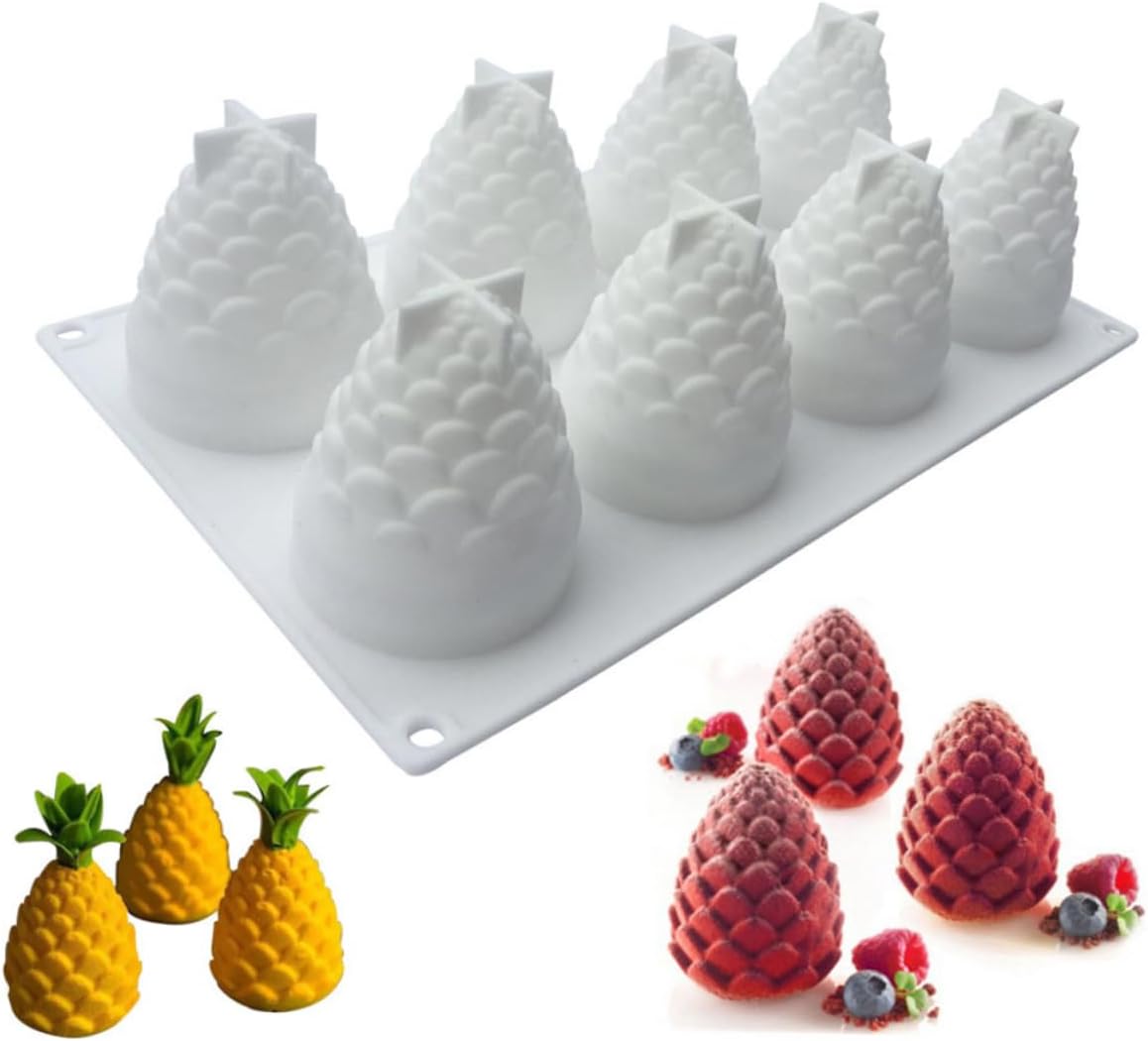 2Pcs 8 Cavity Pine Cone Silicone Baking for Cakes Mousse Ice Cream Chocolate - Easy to Fun for Family Baking