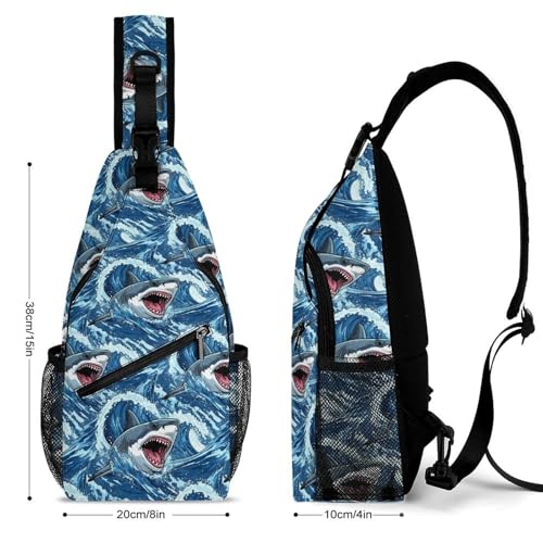 Men's Packable Sling Bag Backpack, Lightweight Chest Shoulder Backpack for Fitness Gym, Shark Daypack Bags2