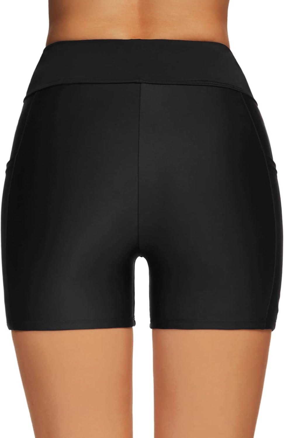 Tournesol Women's 4" Swim Shorts High Waisted Swimsuit Bottoms Cross Waist Bathing Suit Swimwear Boy Shorts with Pocket - Image 3