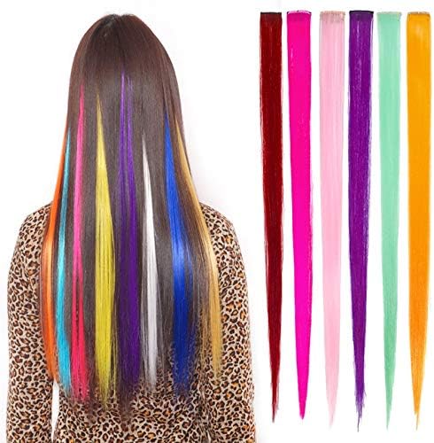 LAIYYI Hair Extensions Wig Pieces, Fashion Colorful Straight Long Hairpiece for Cosplay Daily Life Party, Synthetic Hairpieces Hair Accessories for Girls