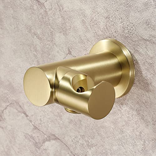 Soporte para cabezal de ducha ajustable de pared con codo de salida agua latón redondo 4