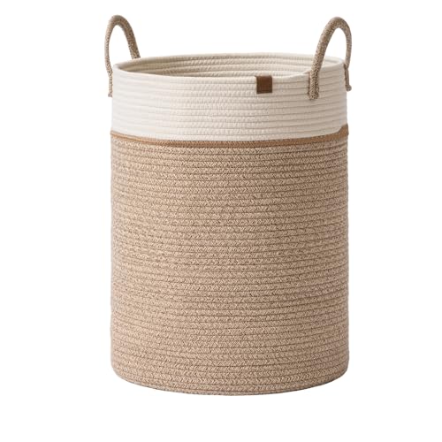 Image of LA JOLIE MUSE Woven Rope Storage Baskets - Tall Cotton Laundry Basket, Kids Toy & Nursery Clothes Hamper - XL