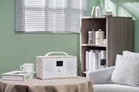 ALANO Hordozható FM/DAB+ Rádió Bluetooth Kapcsolattal, 2.4" TFT Színes Kijelzővel, Dupla Ébresztővel, Retro Virágmintás Fa Dizájn 6