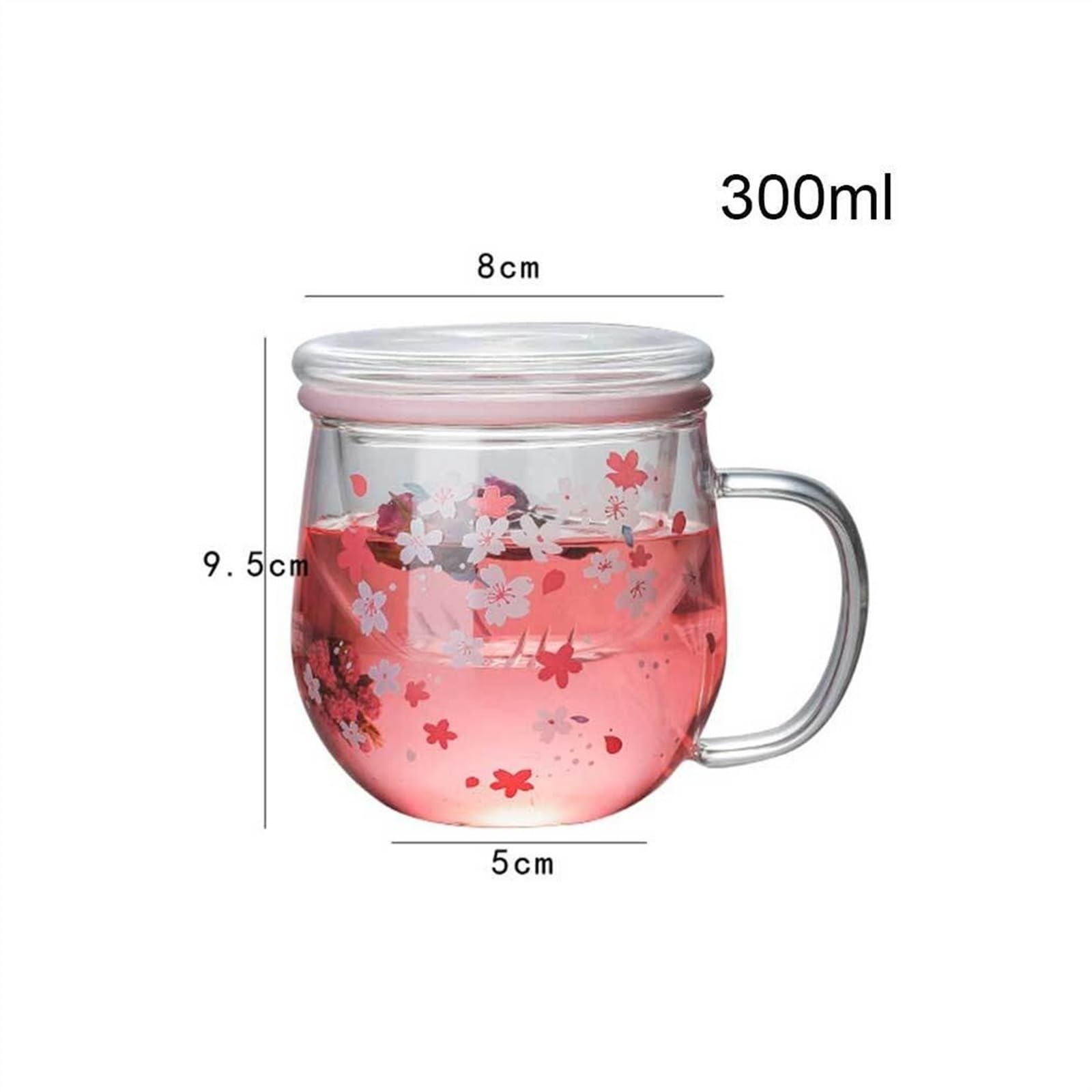 Kubek 300ml Kubek szklany z zaparzaczem do herbaty Filtr i pokrywka Zestaw kubków Kwiaty Kwiatowy kubek do herbaty Przezroczyste odporne na ciepło szklanki Kubek do kawy