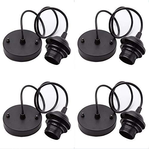 4 pièces Kit de Lustre VintagePorte Lampe Edison Vintage Avec Câble de 100mm Pour Suspension Ampoule (Noir)