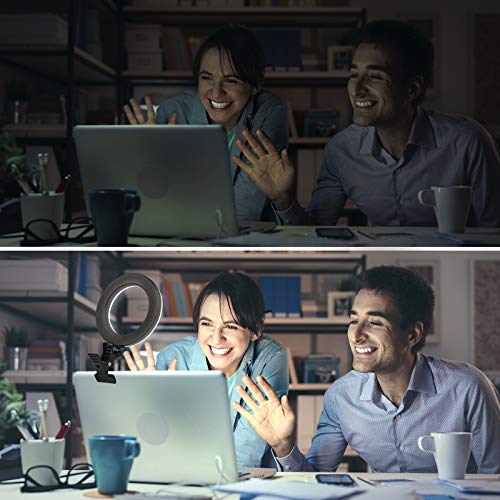 Videokonferenz Licht, 6.3" Ringlicht Laptop für Monitor Clip-On, Dimmbar LED Videoleuchte mit Federclip für Fernarbeit, Fernunterricht, Zoom-Anrufbeleuchtung, Selbstübertragung und Live-Streaming – Bild 4