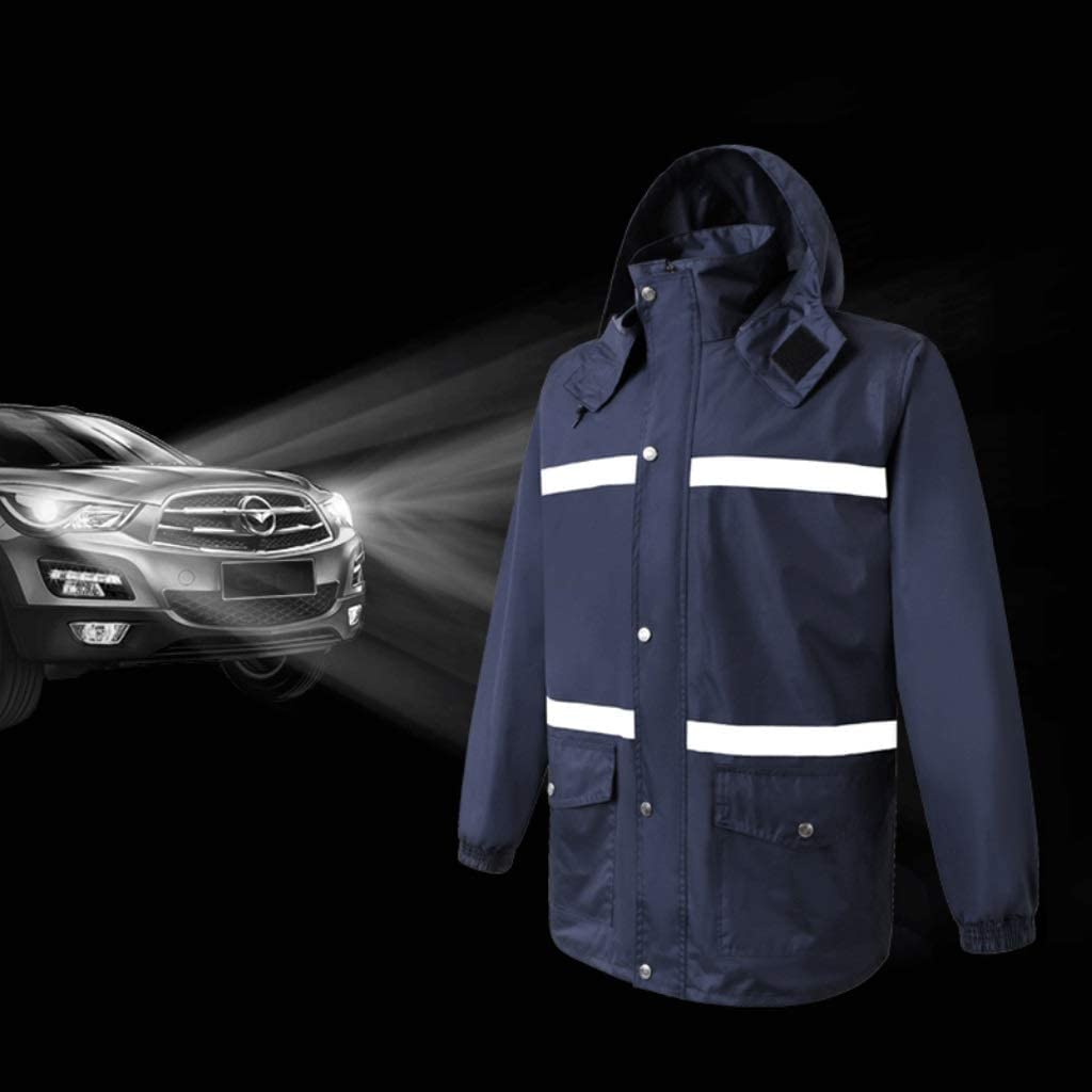 Chaleco de Trabajo de Alta Visibilidad, Chaleco Reflectante Azul Marino Impermeable Transpirable Tela Oxford Múltiples tamaños(4XL)