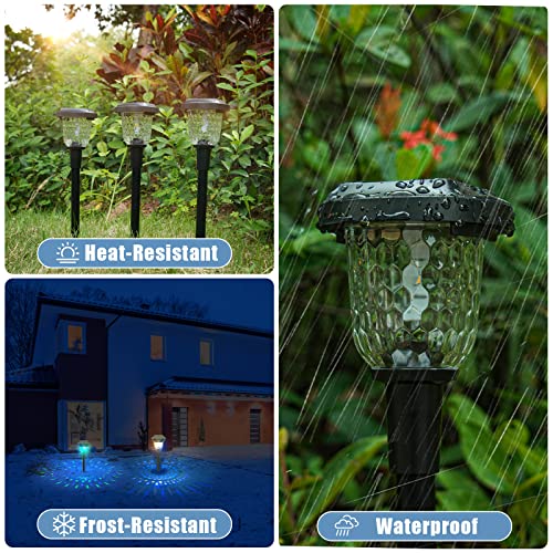 Goideal Solar Pathway Lights, 2 Pack Solar Outdoor Path Lights Waterproof, Warm White/Color Changing Led Solar Powered Lights, Landscape Lights For Walkway Yard Lawn Backyard Driveway #TOP2