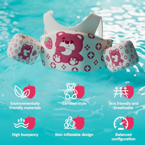 YUEWO Toddler Swim Vest, Cute Toddler Floaties for 22-60 Lbs Kids Swim Training Equipment Arm Band Floaties Water Wings for Beach Swimming Pool