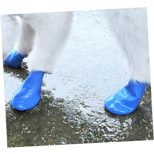 ERINGOGO 4stücke wasserdichte Hundeschuhe rutschfeste Langlebige Pfotenschutz-Schuhe Für Katzen Und Hunde Für Outdoor-aktivitäten Blau