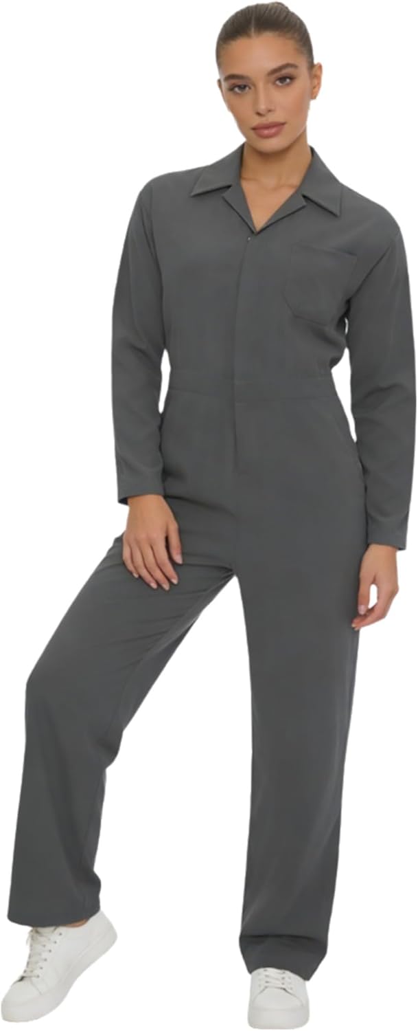 Lejafay Women's Long Sleeve Coveralls Lightweight Mechanic Jumpsuits Utility Work Overalls with Pockets
