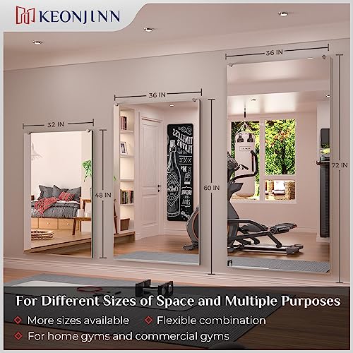 Keonjinn Home Gym Mirror 72\" x 36\" Large Wall Mounted Rectangular Full Length Mirror for Fitness, Dance Studio, Garage, Home Gym Decor, Oversized Activity, 1 PC - Thumbnail 3