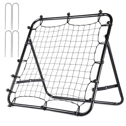 Rete da rimbalzo per allenamento calcistico, bersaglio professionale per bambini, attrezzatura didattica, regolabile, portatile, 65 cm x 65 cm (nero)