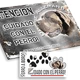 'Dogo Alemán azul Cartel de Perro Cuidado Perro 29x18cm - Diseño Vintage Dibond con Pegatina Coche 20x5cm'
