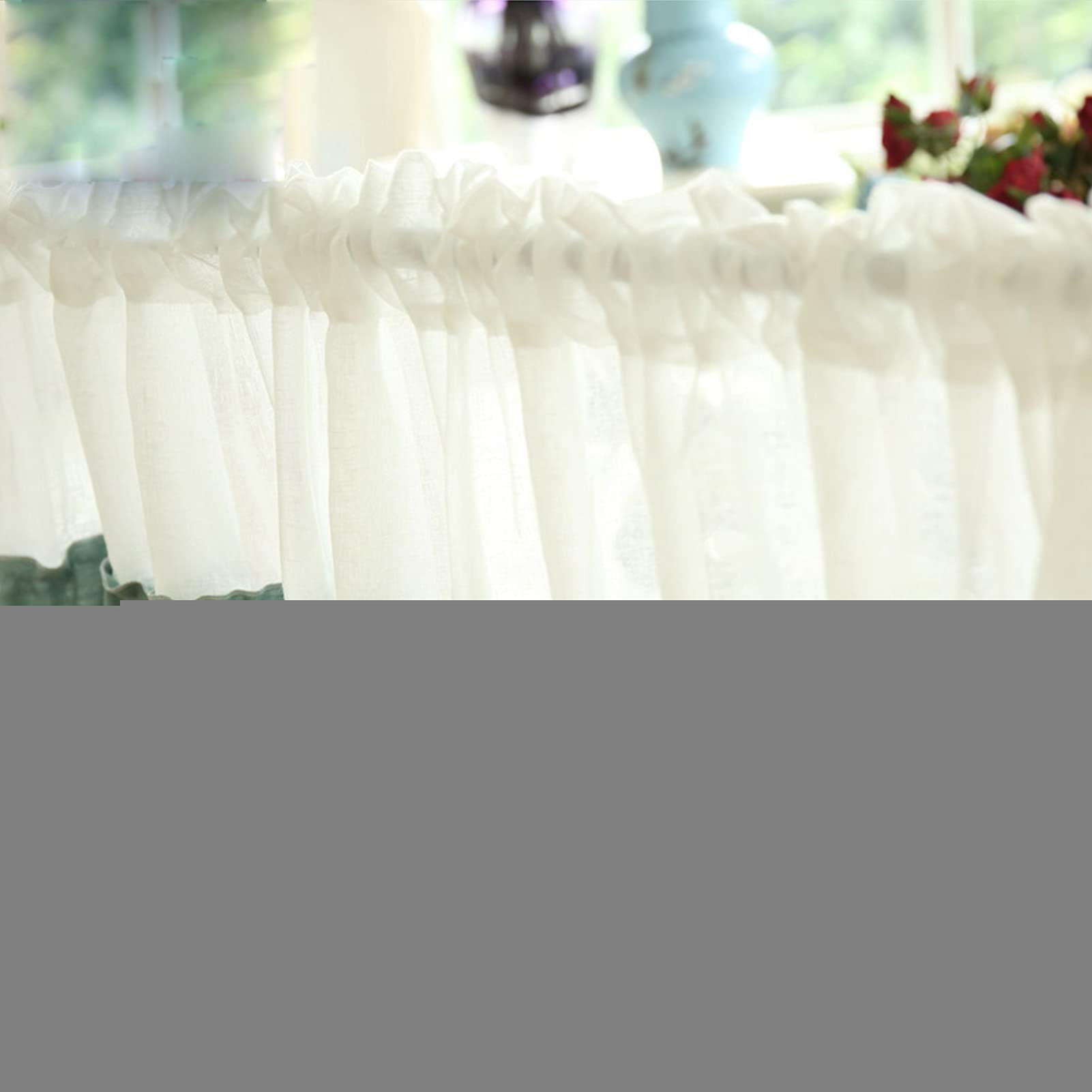 Rideaux de cuisine brise-bise en coton et dentelle