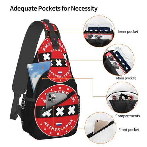 Netherlands Amsterdam Flag Circle Crossbody Bag Cross Chest Bag Adjustable Sling Backpack Sports Gym Shoulder Bags Travel Cycling Daypack Diagonally Casual Rucksack4
