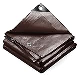 VOUNOT® Telo Impermeabile Esterno 4x6m, Telone Occhiellato Impermeabile Rinforzato PE 240 g/m², Telo Protettivo Multiuso per Barche, Legno, Piscina, Mobili da giardino, Auto, Marrone