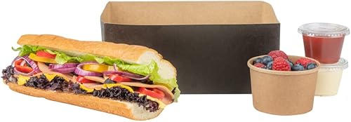 Miniatura 14 de Restaurantware Bio Tek - Bandejas de hamburguesas de 8.4 x 6 x 3.5 pulgadas, 100 bandejas de papel desechables para alimentos, bandejas de papel