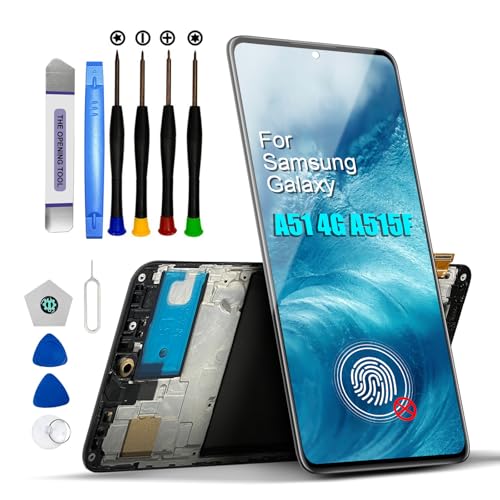 DTD LCD-Display für Samsung Galaxy A51 Ersatzdisplay Touchscreen Digitizer Reparaturteile für Galaxy A51 A515F LCD Display mit Werkzeugen (Schwarz mit Rahmen 6 5 Zoll)