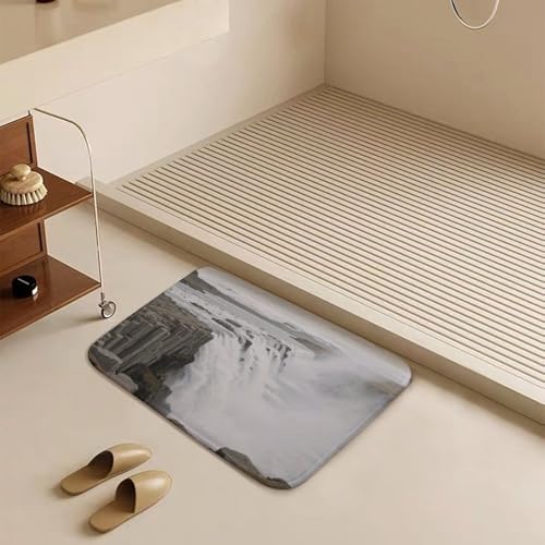 Alfombras de baño absorbentes con patrón Dettifoss antideslizante para ducha 7