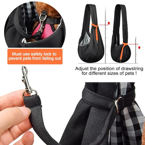 Image of Tomkas Small Dog Sling Carrier - Classic Pocket & Classic Strap & Classic Pocket - for 3-10 lbs Pets(Black)