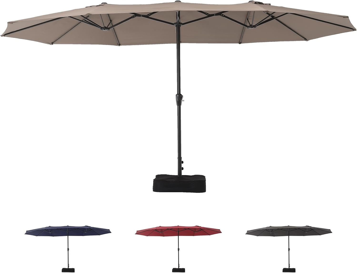 15FTx9FT Large Patio Umbrellas,Patio Double-Sided Umbrella With Base and Crank,Outdoor Rectangle Market Umbrella for Patio, Lawn & Garden and Poolside