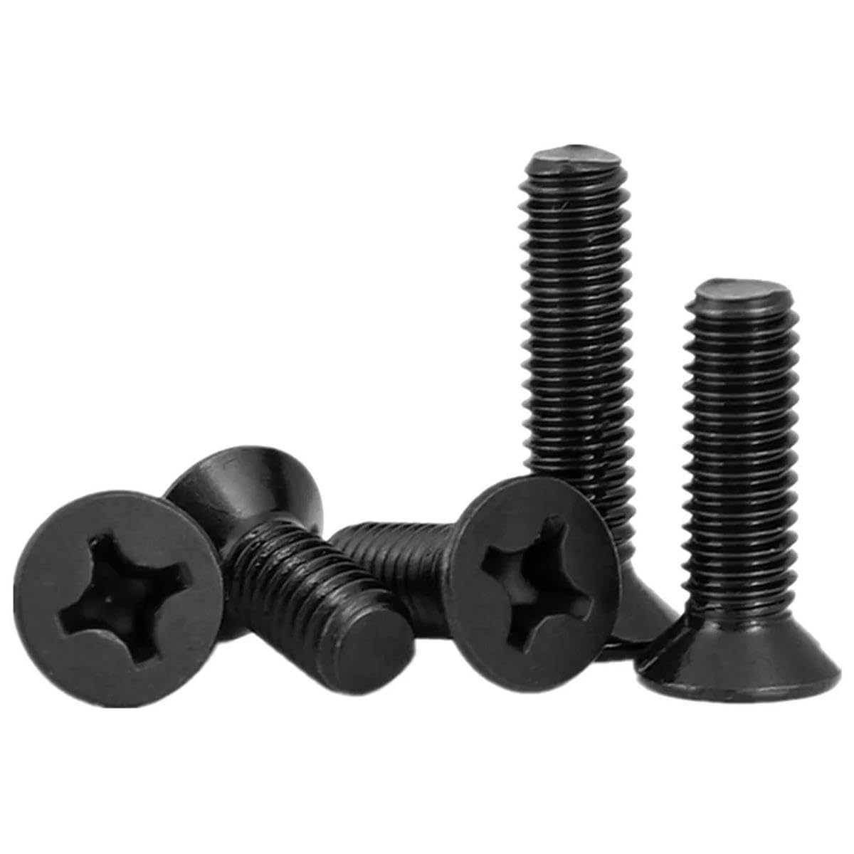 50 Stück 304 Edelstahl M1,6 M2 M2,5 M3 M4 M5 M6 M8 Schwarze Kreuzschlitzschraube mit flachem Senkkopf GB819 verlängert-M2 (50 Stück)-25 mm