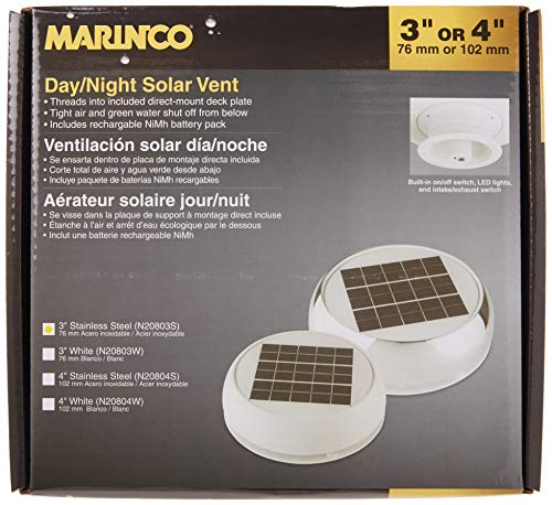 Marinco N20803S Day/Night Solar Vent, 3" Stainless Steel #TOP1