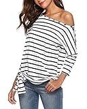 Stil: oversize tshirt damen Oberteil schulterfrei mit Schleife sieht sehr casual und elegant aus.