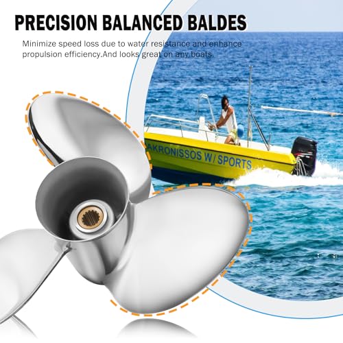 Upgrade 15 X 21 OEM 990C0-00840-21P Stainless Steel Outboard Boat Propeller Fit Suzuki Engines DT/DF150/175/200/225HP DF250/300HP 15 Spline Tooth 3 Blades RH by PropelTech - Image 4