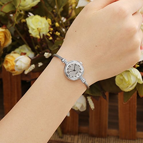 Top Plaza ATPUS67921 Womens Fashion Silver Tone Analog Quartz Bangle Cuff Bracelet Wrist Watch thumb #1