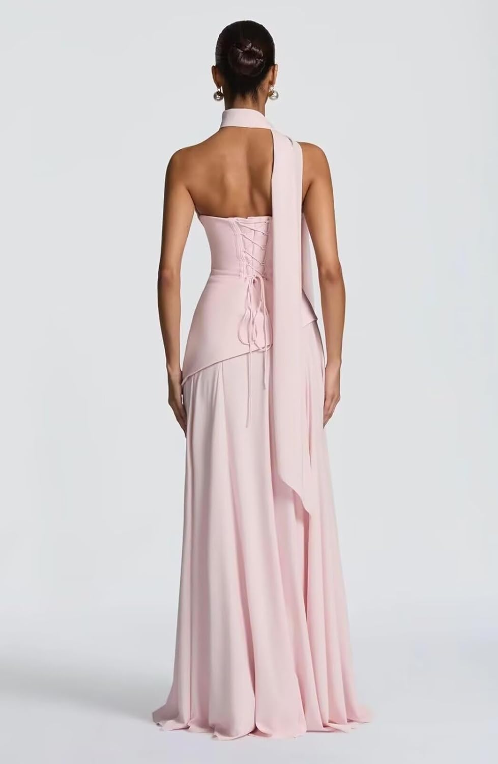 Long Bridesmaid Dresses for Women A Line Pleated Cowl Neck Corset Strapless Formal Evening Dress QCC003 - Image 4