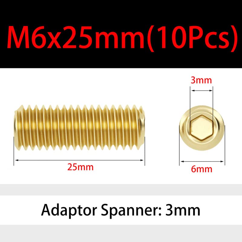 M6 x 25mm 10 Pcs Socket Cap Set Screws Brass Cup Point Hex Headless Grub Screw Allen Knobs