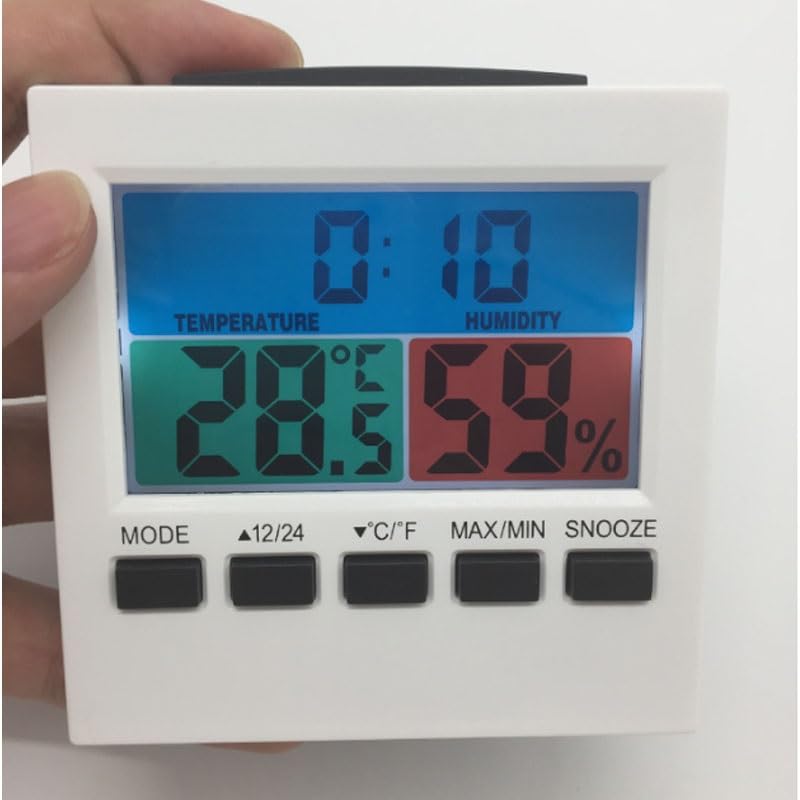 Thermometer Clock Alarm Household Humidity Temperature Meter