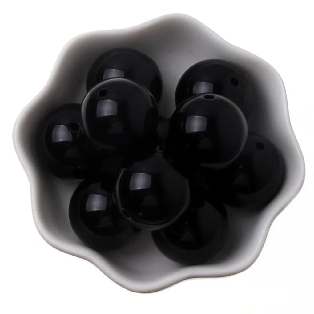 akrylowe koraliki rzemieślnicze, Wielokolorowe okrągłe koraliki akrylowe 6-20 mm w opakowaniu 330 sztuk do wyrobu biżuterii(Black,10mm 50pcs)