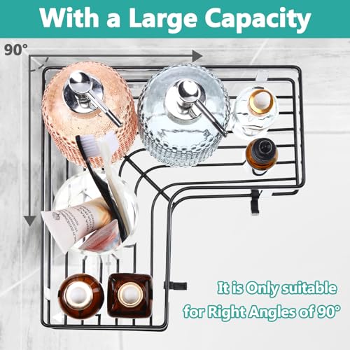 VIAV Corner Shower Caddy 2PCS Adhesive Shower Shelves Corner Organizer Rustproof Shower Rack No Drilling Needs Bathroom Shelve Organizer for Bathroom,Kitchen-White