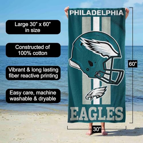 Serviette Philadelphia Eagles NFL grand format absorbante 76x152cm - 3