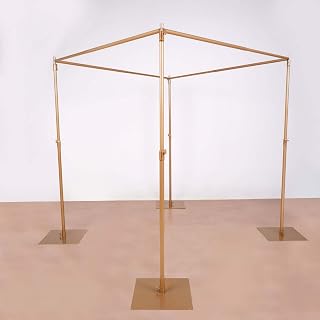 Efavormart 10ft | 4 Post Gold Metal DIY Photography Backdrop Stand, Wedding Arch Canopy Tent