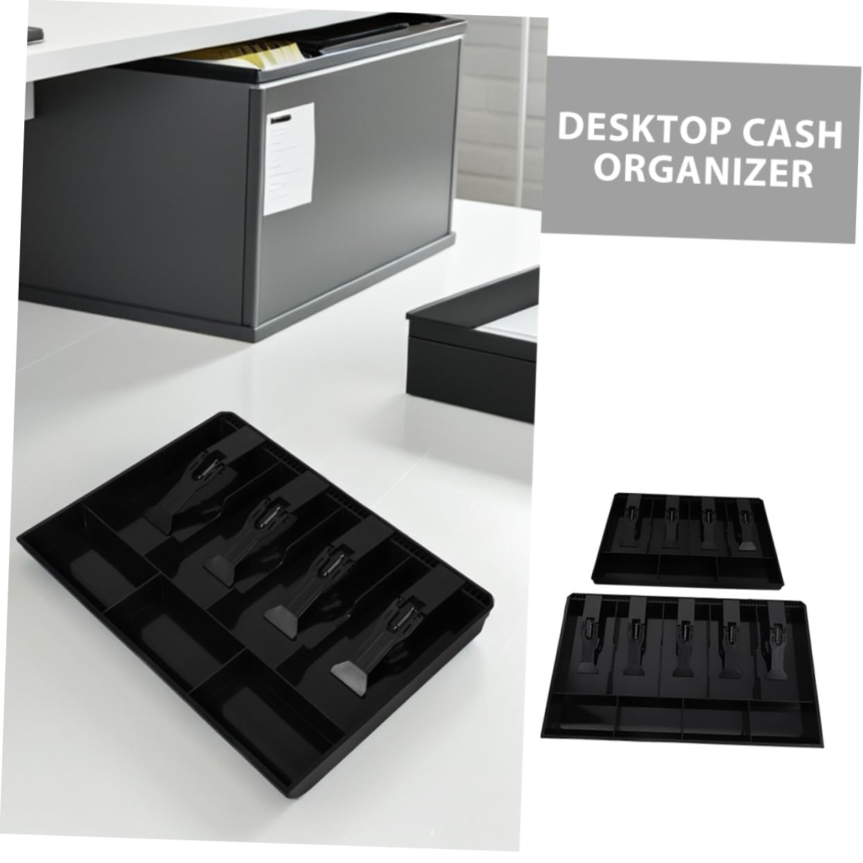 SHINEOFI 2piezas Caja De Almacenamiento De Escritorio Para Guardar Dinero Organizador De Monedas Con Clip Para Billetes Bandeja Para Cajón De Caja Registradora Para Oficina o Tienda