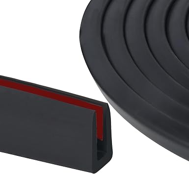 Rubber Edge Trim, 1.5mm 3m Rubber Sealing Strip Self-Adhesive U Shaped Edge Protector for Car Door Trim, Metal Panels, Table Corners, Black