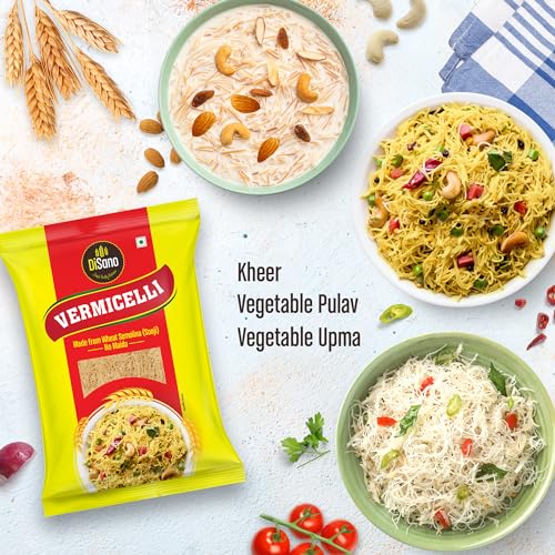 Image of DISANO Wheat Vermicelli,No Maida,850 Gram - Cholesterol Free,unflavored (Pack of 3)