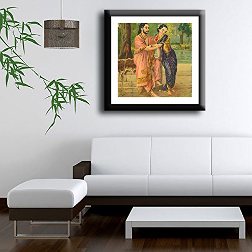 Image of Tallenge - Arjuna Subadhra - Raja Ravi Varma Mythology Collection - Small Poster Paper - Framed (18 x 18 inches)
