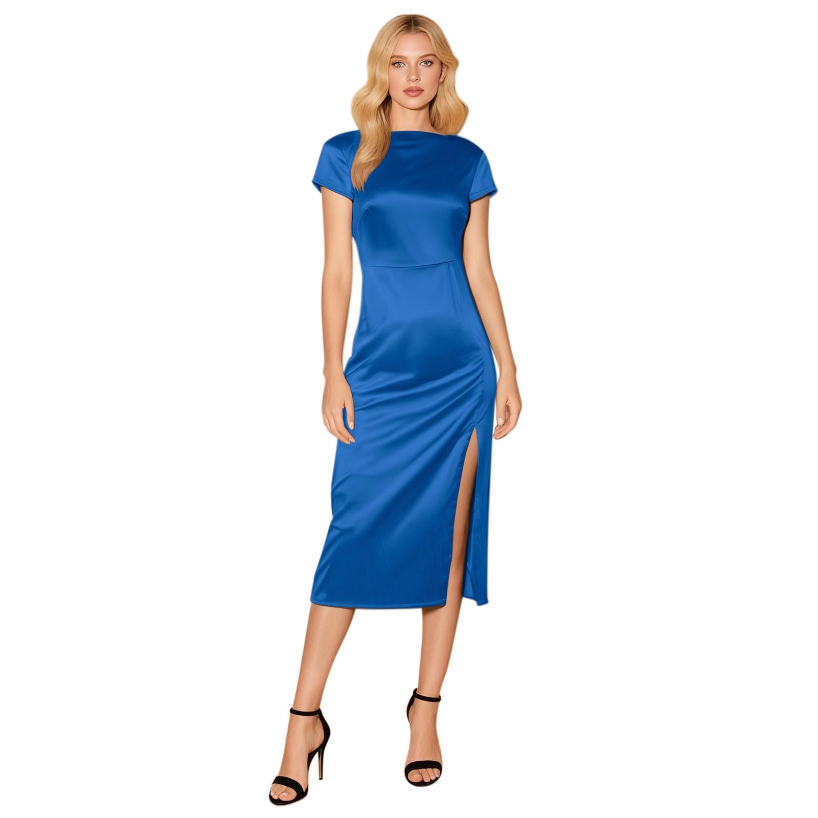 Sleeveless Backless Maxi Dress for Wedding Guest with Cowl Neck Open Back And Silk Tie Formal Prom Dresses for Women, Army