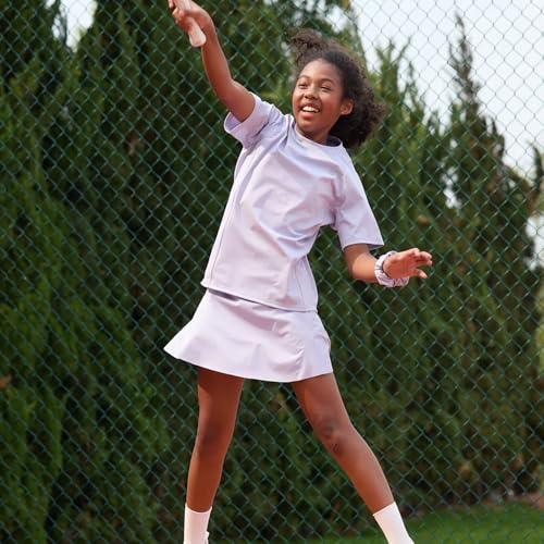 PATPAT Girls Sports Set, Quick-Dry UPF Tee & Bamboo Skort, Flowy Athletic Outfit for Tennis & Outdoor Play, Size US6/XS2