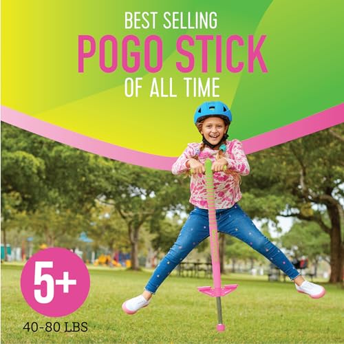 Image of Flybar Maverick 2.0 Foam Pogo Stick for Kids Ages 5 and Up, 40 to 80 Pounds, Outdoor Toys, Boys Girls, Rubber Grip, by The Original Company (Pink /Green) (F-FBPS-MAV7040)