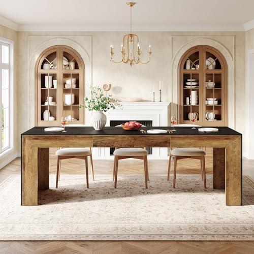 Tribesigns Extra Long Dining Table for 6-8 People, 78.7-Inch Rectangular Kitchen Table with Wooden Tabletop and Legs for Kitchen, Dining Room, Living Room, Heavy Duty, Black+Brown by Tribesigns - Image 6